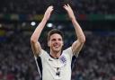 England's Declan Rice celebrates after Harry Kane scores their side's second goal of the game during the UEFA Euro 2024, round of 16 match at the Arena AufSchalke in Gelsenkirchen, Germany. Picture date: Sunday June 30, 2024.