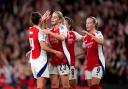 Arsenal players celebrate after a goal against Valerenga Image: PA