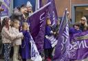 Unison members picketed outside the First Minister’s constituency office last week (Jane Barlow/PA)