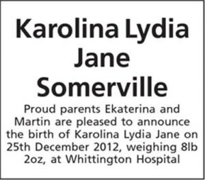 Karolina Lydia Jane Somerville