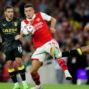 Arsenal’s Granit Xhaka in action against Aston Villa