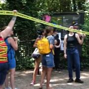 Group Holding The Line protest outside Kenwood Ladies Pond over transwomen policy