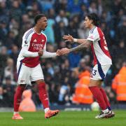 Gabriel and Riccardo Calafiori netted for Arsenal at Manchester City Image: PA