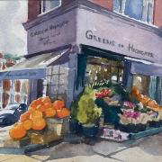 Greens of Highgate by Sue Lees is one of 200 artworks on display at Lauderdale House in a group show by the Highgate Watercolour Group