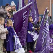 Unison members picketed outside the First Minister’s constituency office last week (Jane Barlow/PA)