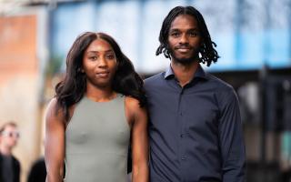 Bianca Williams and Ricardo Dos Santos outside Palestra House for the gross misconduct hearing of five Metropolitan Police officers last year