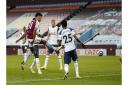 Aston Villa's Ollie Watkins has a shot on goal during the Premier League match at Villa Park, Birmingham. Picture date: Sunday March 21, 2021.