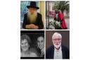 Top left: Rabbi Herschel Gluck, top right: Hackney speaker Cllr Kam Adams. Bottom left: Bergen-Belsen survivor Zahava Kohn and her daughter Hephzibah Rudofsky, bottom right: Ivor Millman, chair of the Council of Christians and Jews (CJJ) North London Bran