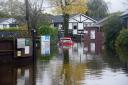 A car stuck in flooding in Ferry Road at Horning during Storm Ciaran.