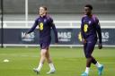 England's Conor Gallagher and Marc Guehi during a training session at St George's Park, Burton upon Trent. Picture date: Wednesday September 4, 2024.