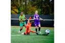 Sophia Amanor slides Harpenden Town in front against Stevenage. Picture: FREDDIE CLARK