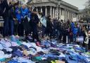 NHS workers laid down their scrubs at a protest against mandatory vaccination in central London