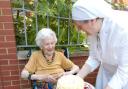 Britian's oldest Covid survivor Angela Hutor at her birthday celebration last year.