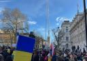 Protesters in Westminster demonstrating against the Russian invasion of Ukraine