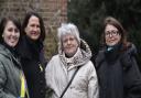 Marta Vasylyshyn, centre, with (l-r) Liliya Vasylyshyn, Catherine West MP and Alexsandra Vintonyak,