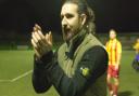 Hendon manager Lee Allinson celebrates the victory (pic DBeechPhotography)