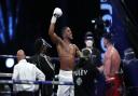 Anthony Joshua celebrates beating Kubrat Pulev during their IBF, WBA, WBO & IBO Heavyweight World Titles bout against at the Wembley Arena, London.