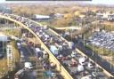 There is a 'grid lock' on the A406 after a flooding