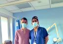 Luke Tolchard with consultant surgeon Ravi Barod after his successful major kidney removal operation