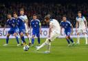 Harry Kane scores from the penalty spot in England's win over Italy to break the national team scoring record