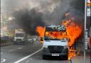 Van catches fire on busy London street - expect delays