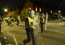 Police officers on the streets of Hartlepool following a violent protest