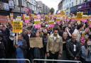 Demonstrators at an anti-racism protest in Walthamstow yesterday evening (August 7)