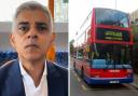 Sadiq Khan on the 310 (left) and a 603 bus (right)