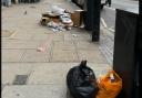 Uncollected rubbish in Belsize Park