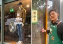 Balibaris (left) is among the shops to be targeted. Right: Karuto waiter Adnan stands next to the damage at Ine restaurant.