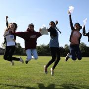 Students celebrating their exam results day. Picture: ELLIE HOSKINS