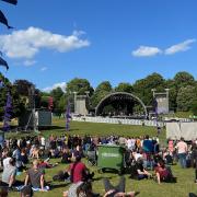 The crowd waiting for the stage to be completed for the delayed start of Heritage Live in 2021