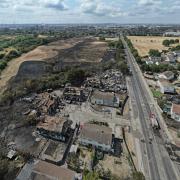 The aftermath of yesterday's wildfire in Ballards Road, Dagenham