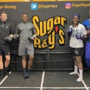 Adrian Martin, Dan Azeez, Oriance Lungu and Brian O'Shaughnessy at Studio 6 gym in Brentwood