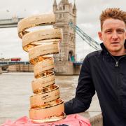 Tao Geoghegan Hart with his G'Diro Italia trophy (Pic: Inclondon)