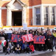 Neighbours protest the Sainsbury's plans for Blackstock Road in December. Picture: Dieter Perry