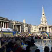 Georgia Gould, leader of Camden Council, addressed thousands in Trafalgar Square during a solidarity vigil and march