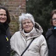 Marta Vasylyshyn, centre, with (l-r) Liliya Vasylyshyn, Catherine West MP and Alexsandra Vintonyak,