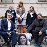 Labour leader Keir Starmer (front row left); Hampstead MP Tulip Siddiq (back right); Labour deputy leader Angela Rayner (back centre); Richard Ratcliffe, (front row right) and his mother, Barbara (back left)