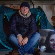 Richard Ratcliffe on hunger strike outside the Foreign Office, calling for government action to secure the release of Nazanin Zaghari-Ratcliffe from Iran