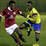 Jorge Djassi-Sambu of Haringey Borough and Joseph Boachie of Potters Bar