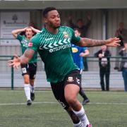 Kyen Nicholas celebrates scoring Hendon's second goal