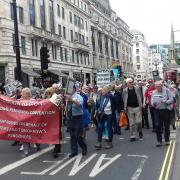 Hornsey Pensioners Action Group  marching against TV licence fees for over 75s in 2019