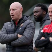 Hornchurch manager Mark Stimson during Hornchurch vs Cray Wanderers, Pitching In Isthmian League Premier Division Football at Hornchurch Stadium on 21st August 2021