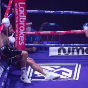 Ashley Theophane knocked down by Sam Eggington