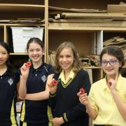 South Hampstead High School pupils who made poppies for Remembrance Day. Picture: South Hampstead High School