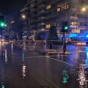 Primrose Hill under water after a water main broke. Picture: Camden Police