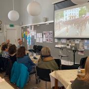 Nearly 40 people were  welcomed by volunteers in The Highgate Society Hall at 10A to watch the Queen's funeral together