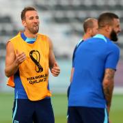 Harry Kane and Kyle Walker training before England's first match at the World Cup