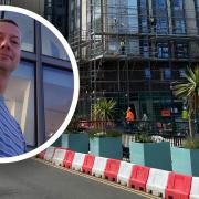 Simon Happily (inset) said he felt 'gaslighted' by Camden Council after reporting to police that trespassers had climbed onto the roof of Bray block on the Chalcots estate